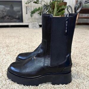 All Saints Amber pull on Chelsea boots black leather 9